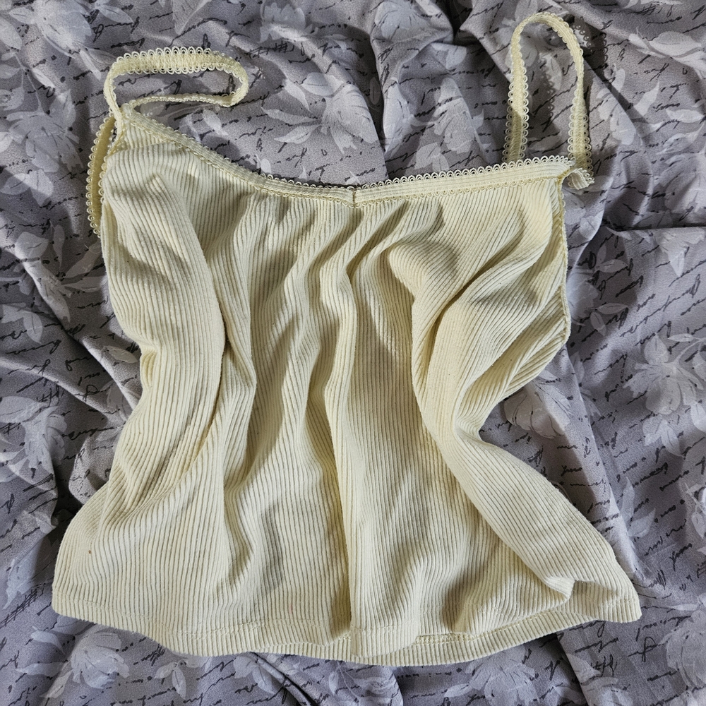 Yellow Ribbed Women's Top - Picture 2 of 4